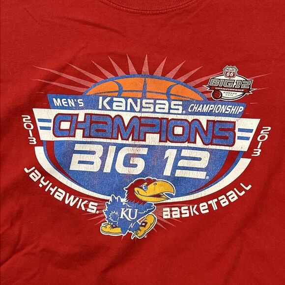 Kansas Jayhawks T Shirt Men’s XL 2013 Big 12 Champions Blue 84 Red Basketball - Picture 1 of 6
